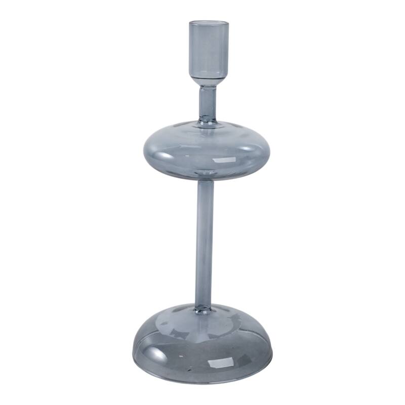 Modern Glass Retro Bubble Pillar and Taper Candle Holder Sleek Design - 4" x 4" x 10"