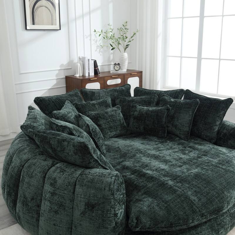 81.10" Double Bread Extra Large Round Sofa Bed with Armrests and Large Cushions