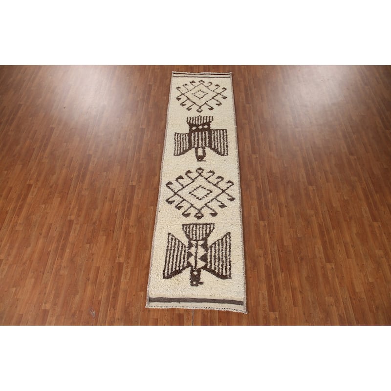 Natural Dye Anatolian Turkish Runner Rug Hand-knotted Wool Carpet - 3'4"x 12'3"