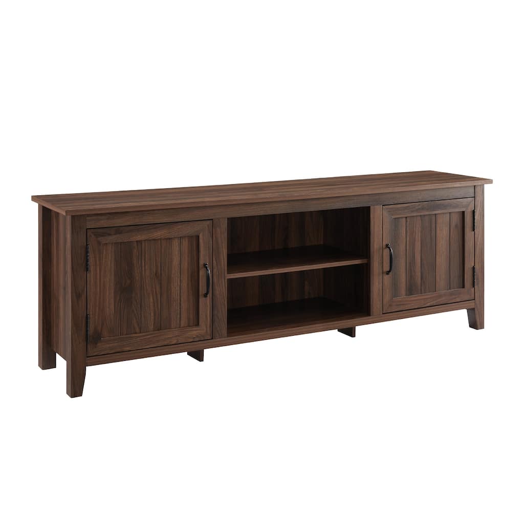 Multifunctional Modern Farmhouse 2-Door Grooved TV Stand Spacious Storage Space