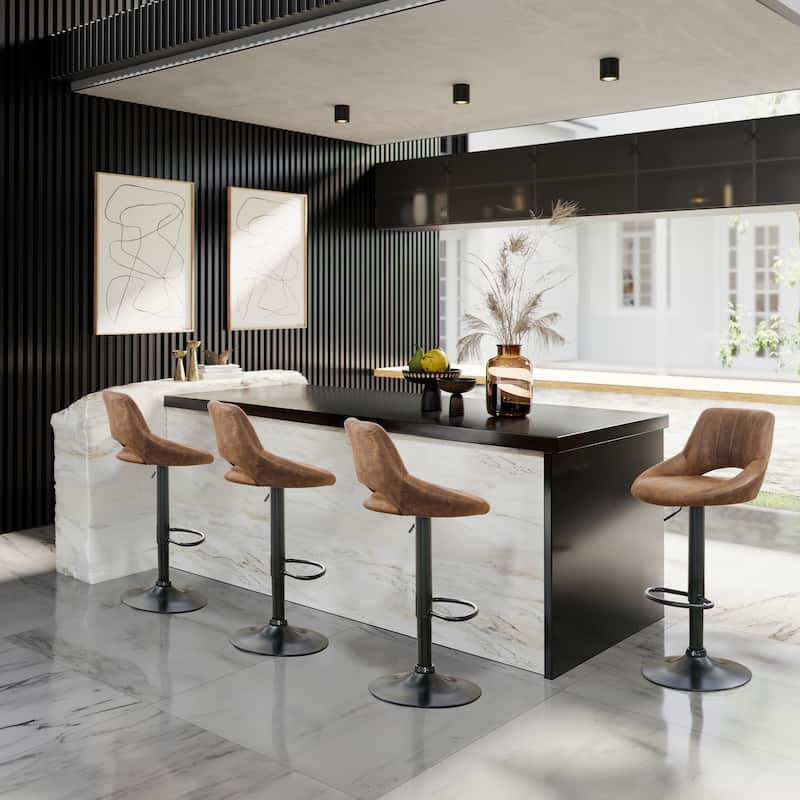 Art Leon Modern Adjustable 360 Swivel Barstool with Retro Faux Leather