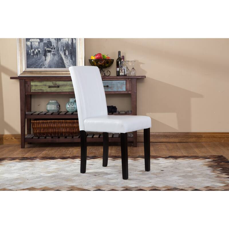 Roundhill Furniture Urban-Style Solid Wood Leatherette Small Padded Parson Chairs (Set of 2)