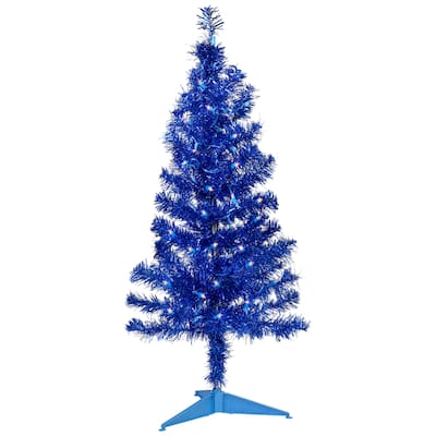 Pre-Lit Artificial Tinsel Christmas Tree 3' - Clear Lights