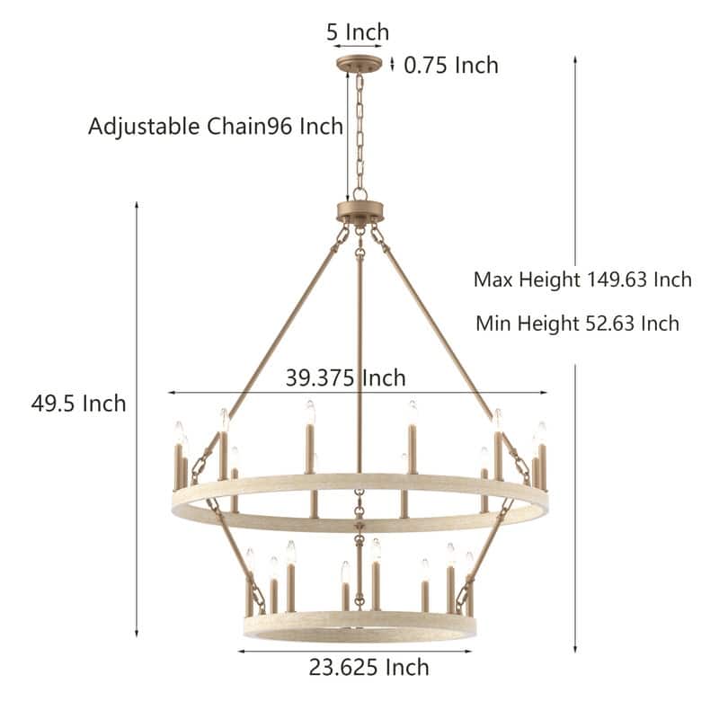 Acroma 20-light Modern Farmhouse 40In Round Wagon Wheel Chandelier with UL
