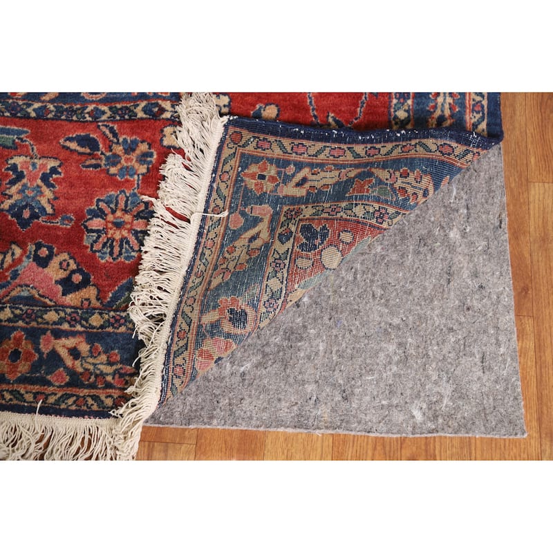 Hand Knotted Oriental 100% Wool Carpet Traditional Floral Navy Blue & Blues Sarouk Area Rug - 18' 7'' X 11' 1''