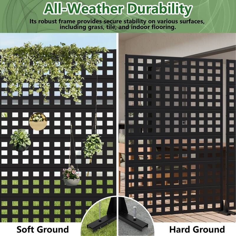 Outdoor Rectangle Privacy Screens Metal Screen Fence Panel Set of 2