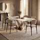 preview thumbnail 53 of 75, Voren Modern Rectangular Dining Table, Sintered Stone/Tempered Glass Top & Stainless Steel Gold Finish Pedestal Base