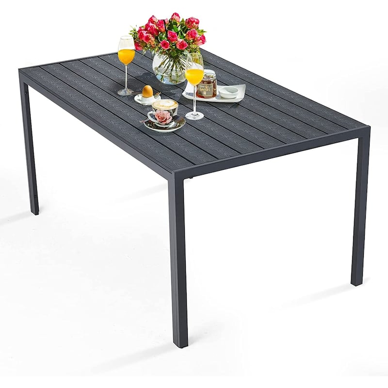 AECOJOY Metal Patio Dining Table ,Weather-Resistant Table