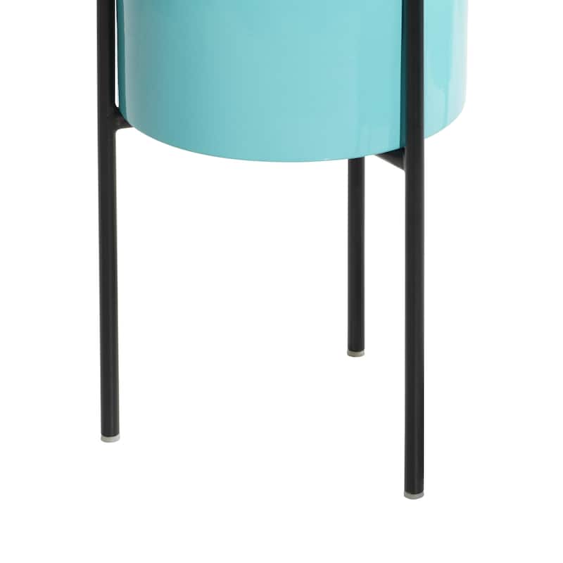 Metal Indoor Outdoor Planter with Removable Stand - Set of 3 Gold, Silver, Black, White, Teal, Yellow - Roche River Decor
