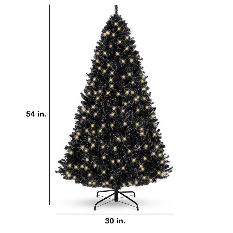 Pre-Lit Artificial Black Christmas Tree w/ Incandescent Lights
