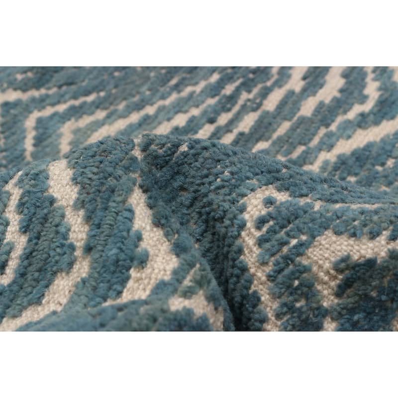 ECARPETGALLERY Hand-knotted Tangier Turquoise Wool Rug - 6'9 x 9'9