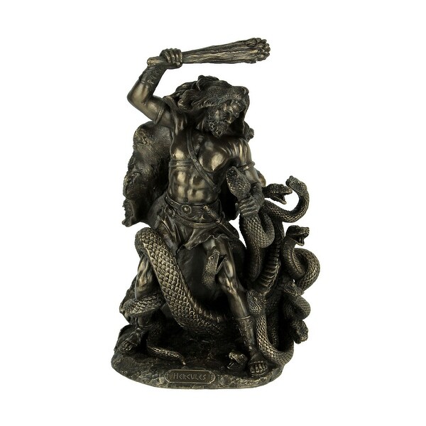 Bronze Finish Hercules Second Labor Slaying of Hydra Statue - 9 X 6 X 4.5 inches