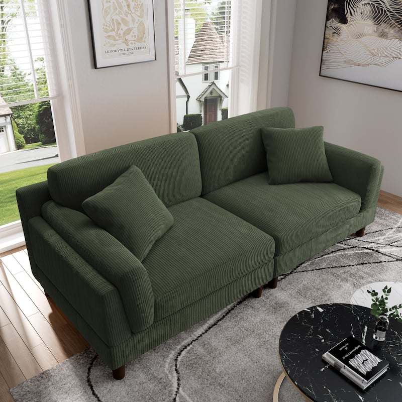 90" Corduroy Sectional Sofa Lounge Sleeper Sofa
