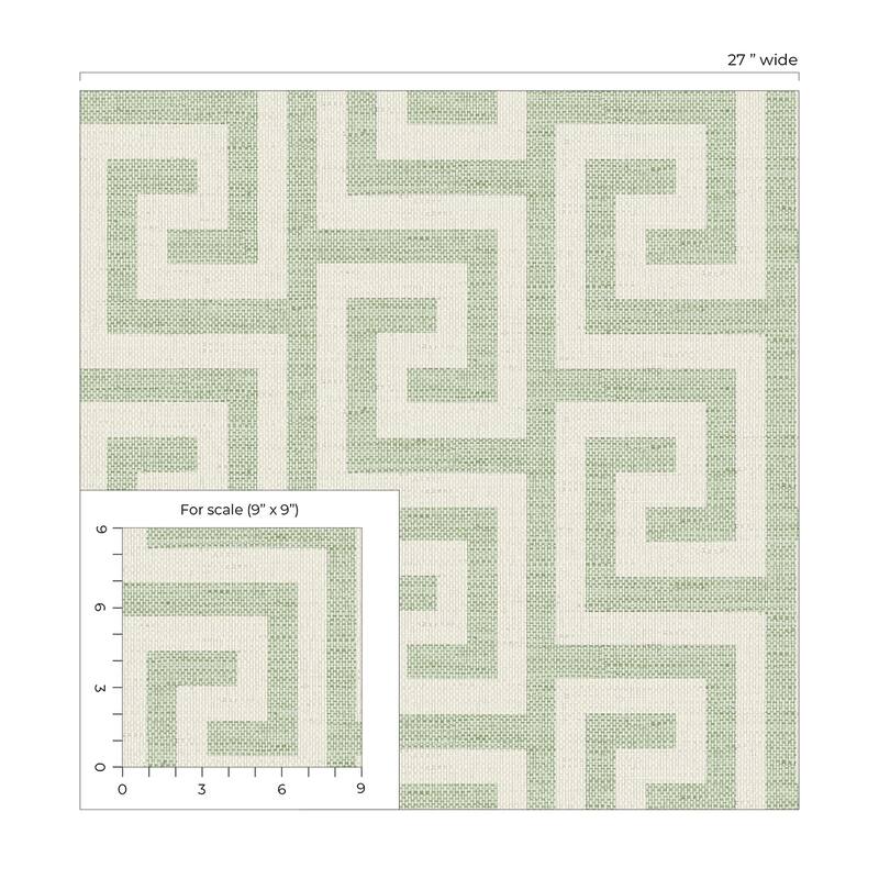 Lillian August Luna Retreat Greek Key Embossed Vinyl Unpasted Wallpaper