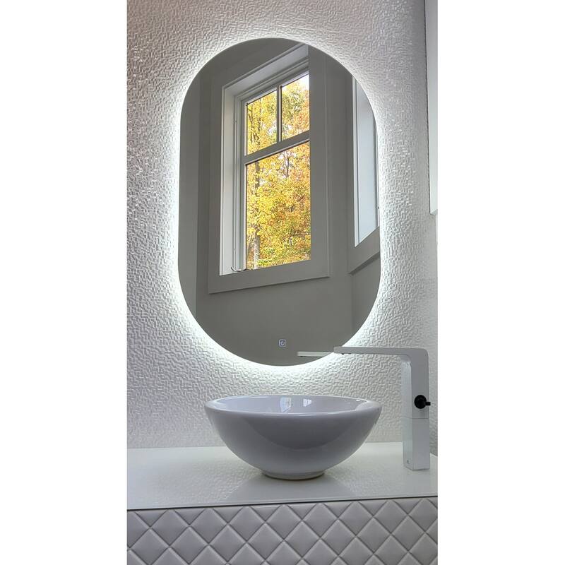Claire XL 39.5 in. x 23.6 in. Large Oval Frameless Fog Free LED Bathroom Mirror - 23.6" W X 39.5" H X 1" D