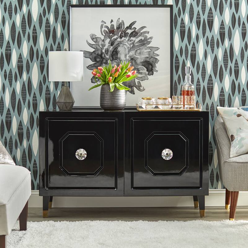 angelo:HOME Jaslene Glossy Glam Buffet Media Cabinet - Black Lacquer