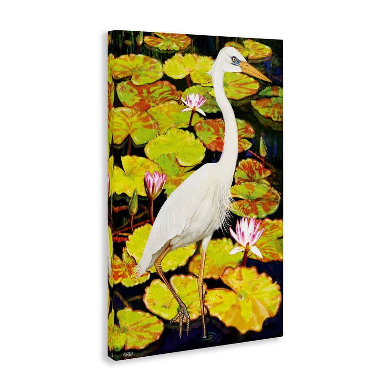 Stupell Stepping Bird on Lily Pads Canvas Wall Art Design By Rosiland Solomon