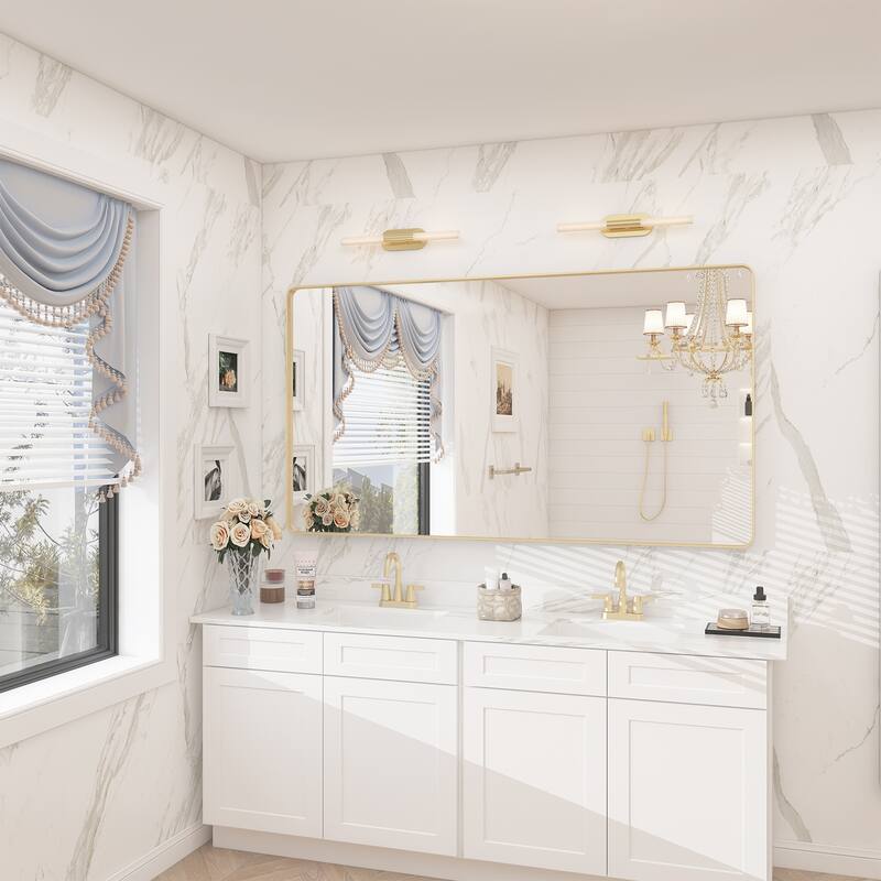 Modern Metal Frame Wall Mounted Bathroom Vanity Mirror - 55x30 - Gold