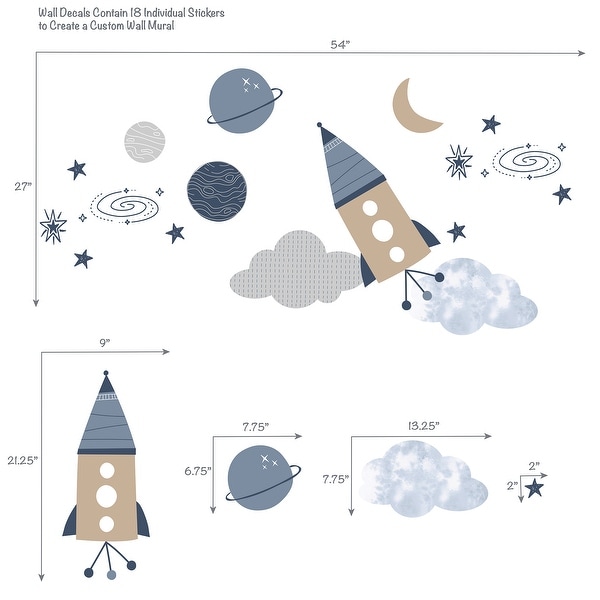Lambs Ivy Sky Rocket 5 Piece Blue Galaxy Space Nursery Baby Crib