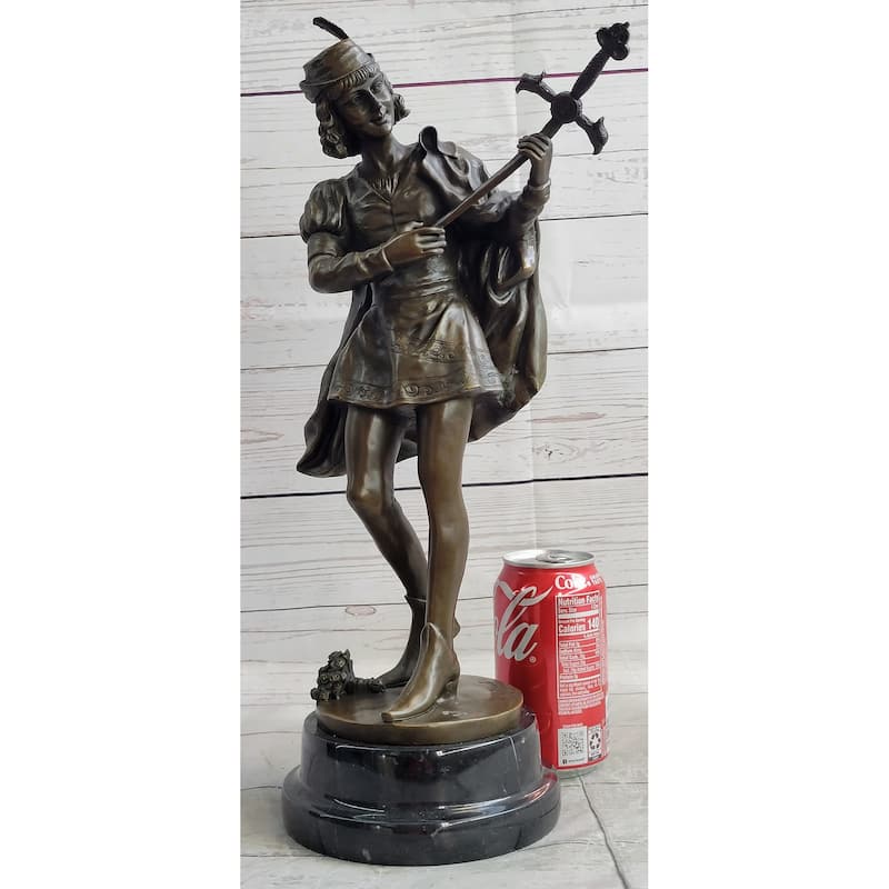 Credo Knight Warrior Bronze Statue Sculpture Statue Art Deco Marble Base By Fagel
