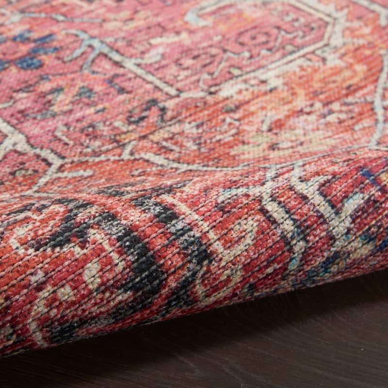 New Concept Washables Vintage Persian Floral Machine Washable Area Rug