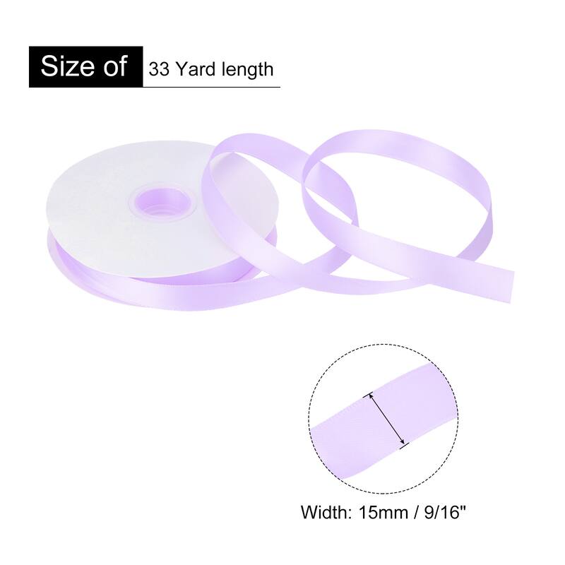 Double Faced Solid Satin Ribbon Polyester Fabric Roll for Gift Party - Light Purple - 9/16" x 33 Yard