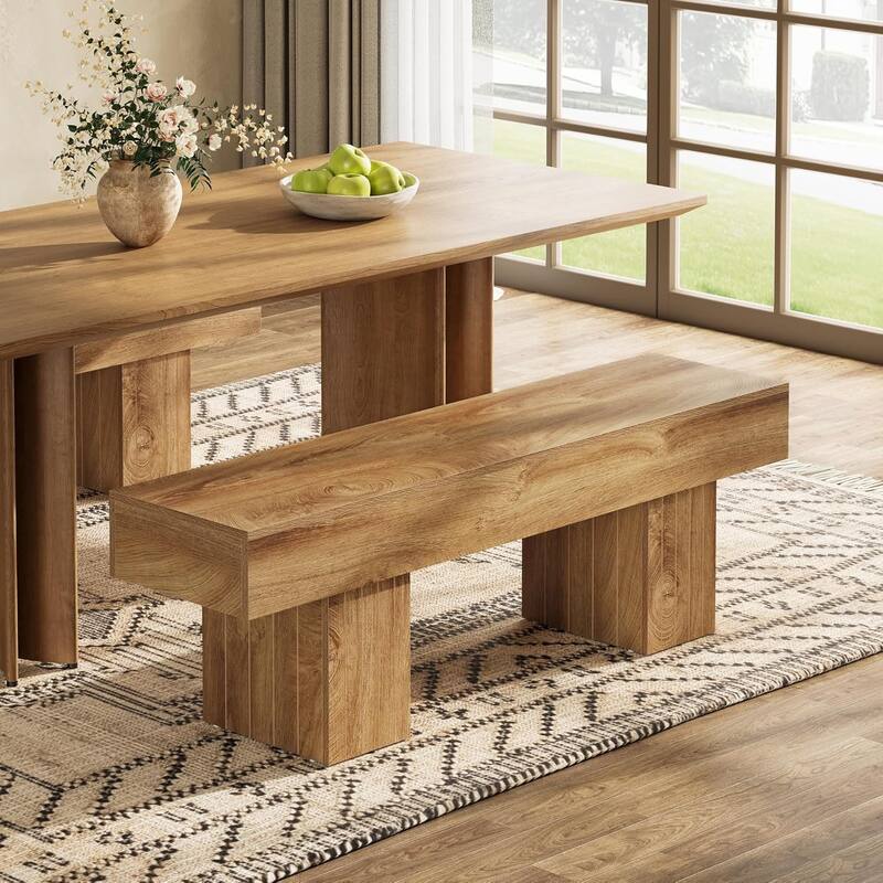 55-Inch Brown MDF Entry Way Bench, Long End of Bed for Bedroom