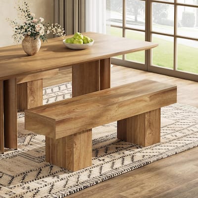 Long Dining Bench, Entryway Bench, Farmhouse Wooden End of Bed Bench