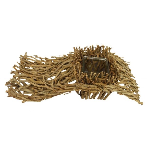 19.25" Brown and Clear Decorative Planter with Glass - N/A