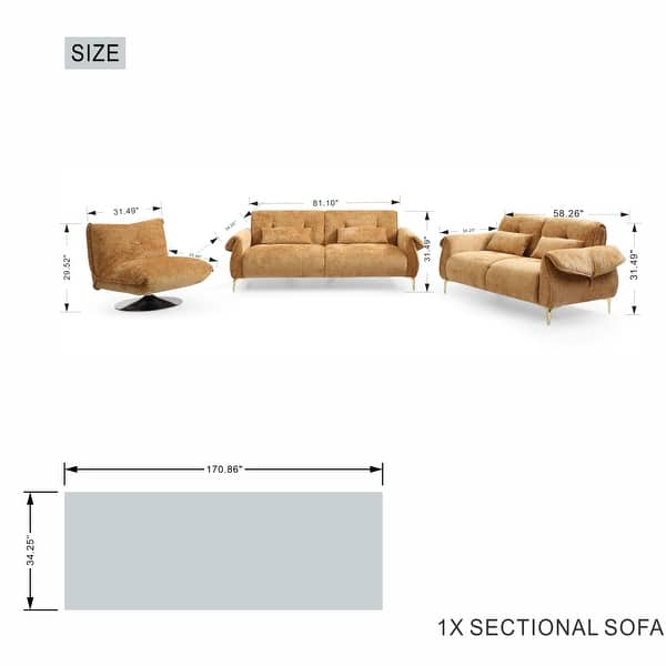 dimension image slide 4 of 7, Modern 6-seater Upholstered Sofa Couch for Living Room (You can choose a whole set or a single piece)