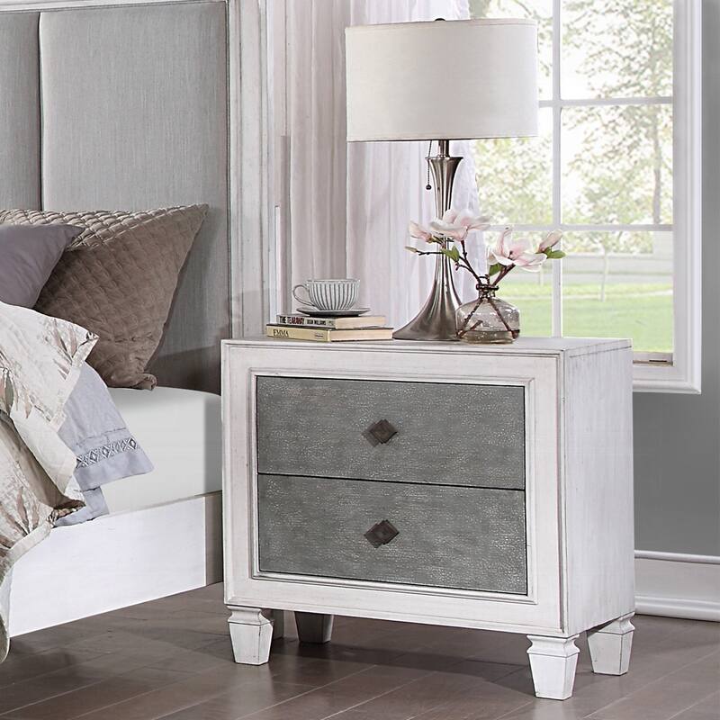 Two-tone Finish Nightstand with 2 Drawers