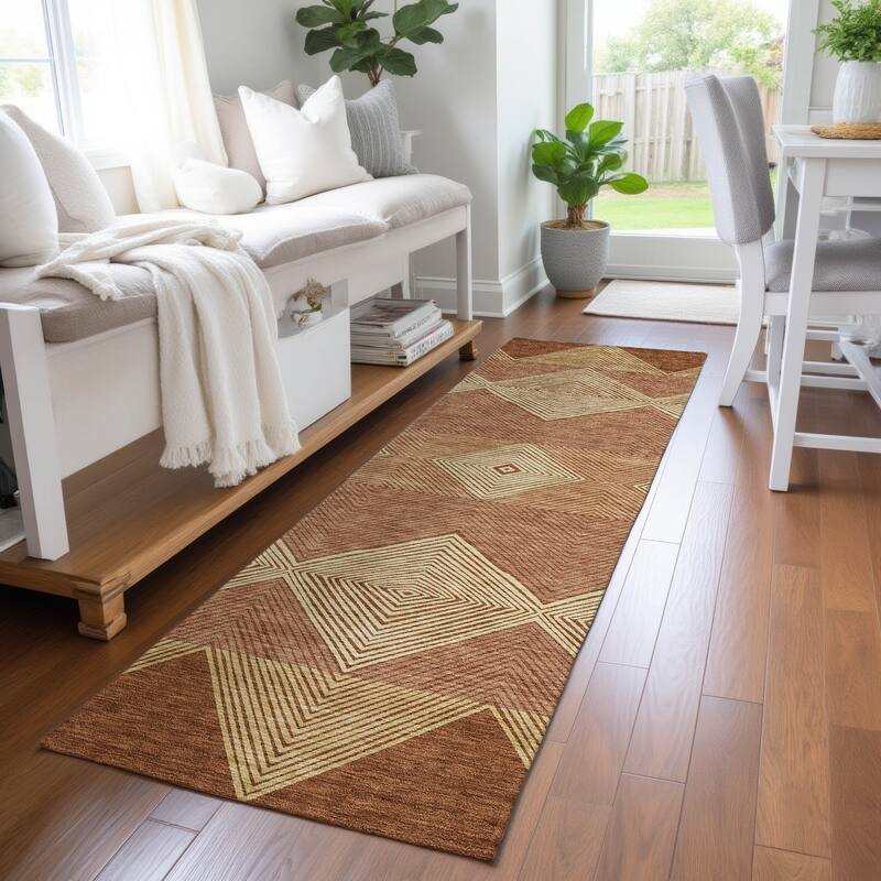 Machine Washable Indoor/ Outdoor Modern Mission Chantille Rug