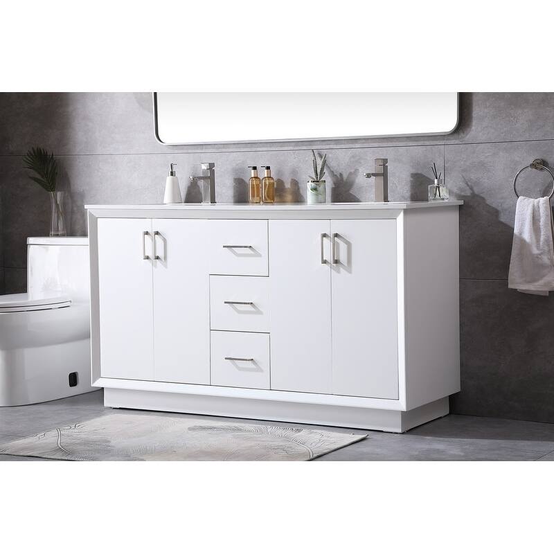 Elegant Lighting VF19660D Hayes 60" Free Standing Double Basin Vanity