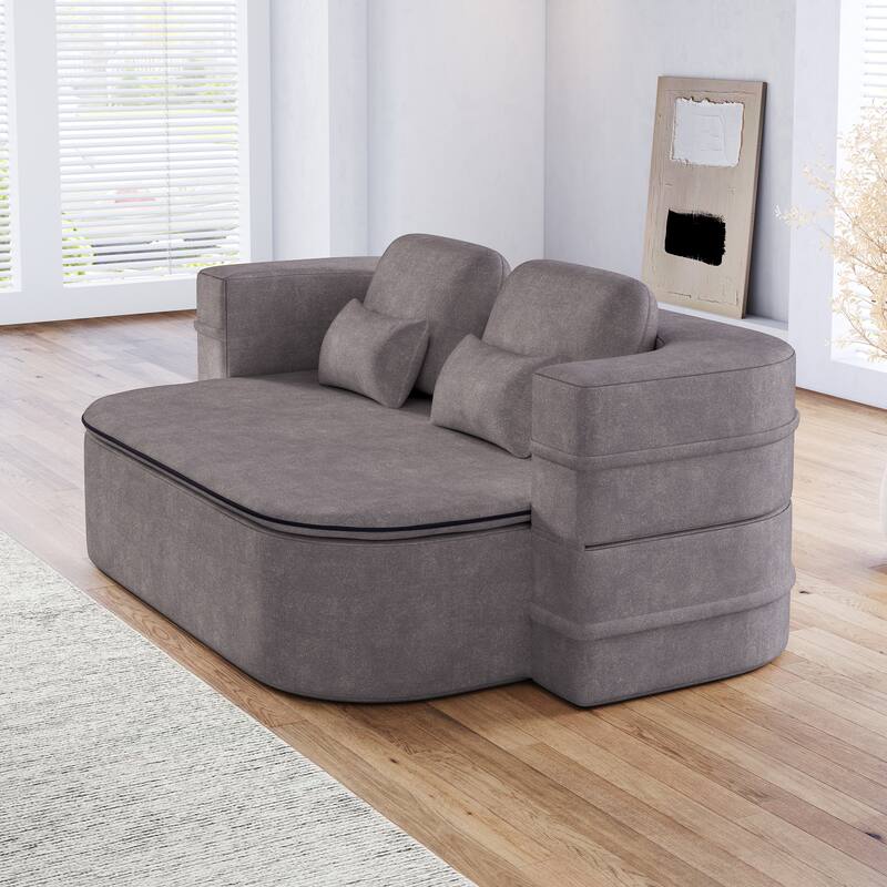 GDFStudio - Willoughby Chenille Foldable Sleeper Sofa Bed with Multi Functional Blanket
