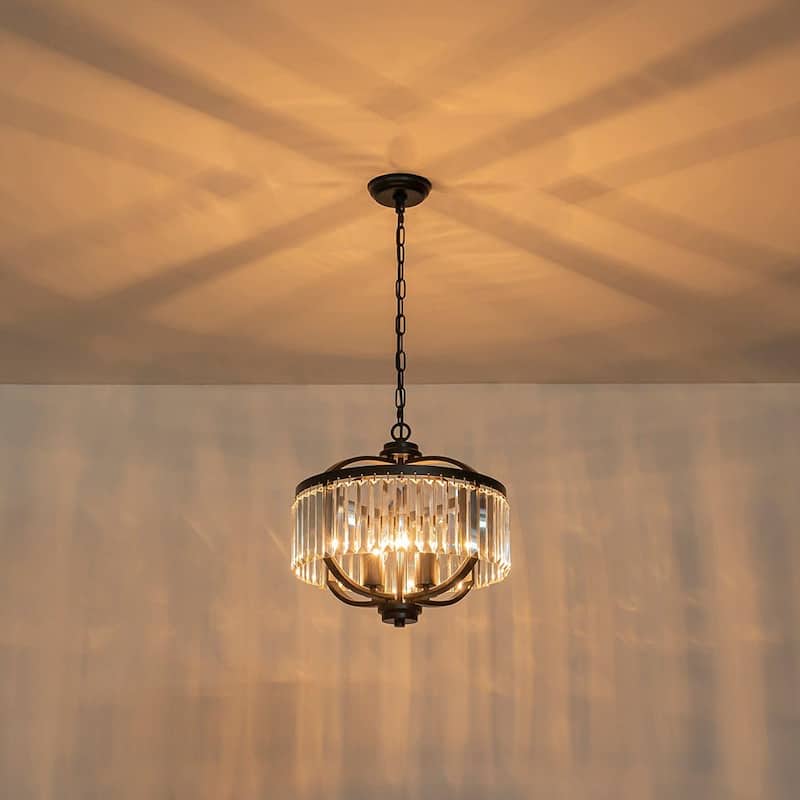 Vintage Luxury 4-Light Sparkle Crystal Round Cage Chandelier