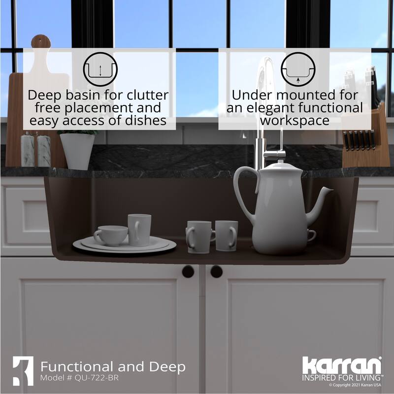 Karran Undermount Quartz Composite 33 in. Single Bowl Kitchen Sink with Accessories