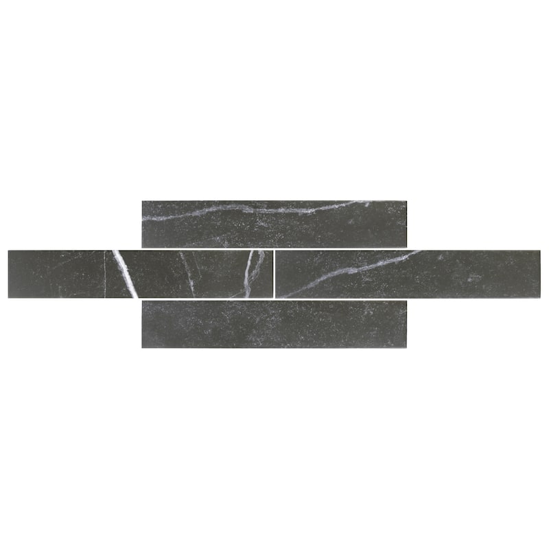 Merola Tile Tinos Black 3-1/8" x 17-3/8" Porcelain Floor and Wall Tile