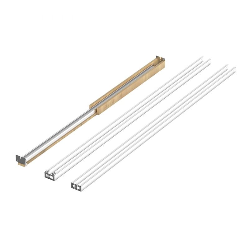 Brown-Silver Wood and Steel Soft-Close Pocket Door Frame Kit Adjustable