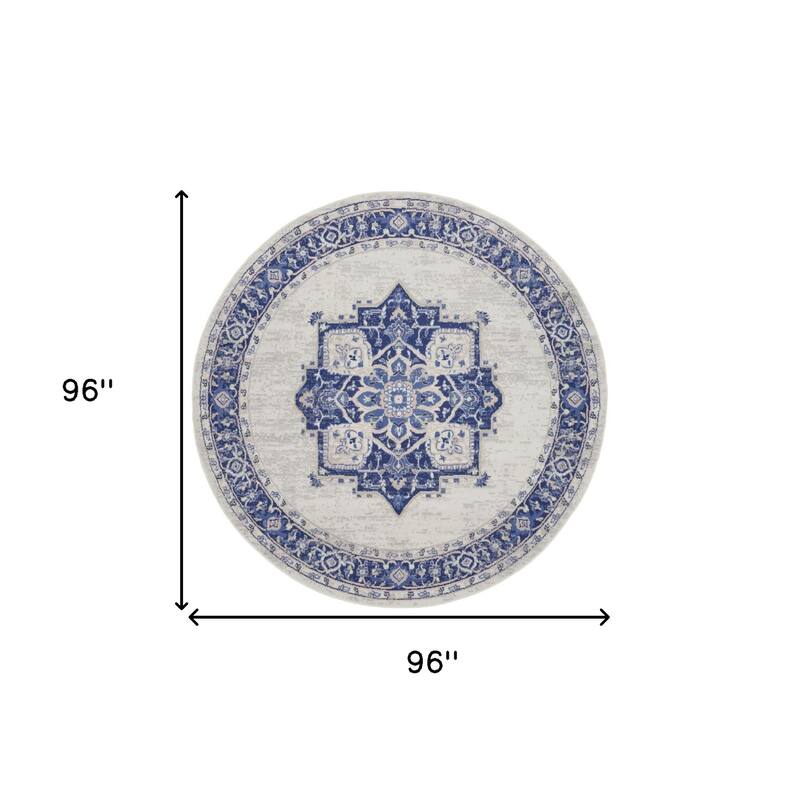 Guri Power Loomed Geometric Floral Traditional Stain Resistant Area Rug By HomeRoots - 96' X '96' X '0.39