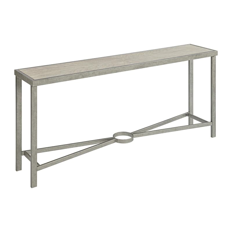 Corfu White Oak Wood Top Sofa Console Table with Metal Frame