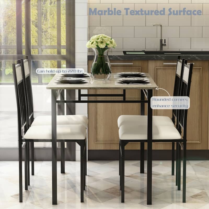 5-Piece Faux Marble Dining Table Set