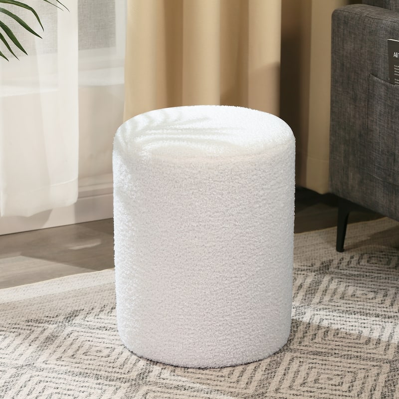 Adeco Ottoman Footrest Fabric Stool for Living Room Bedroom - 12"x12"x15" - White