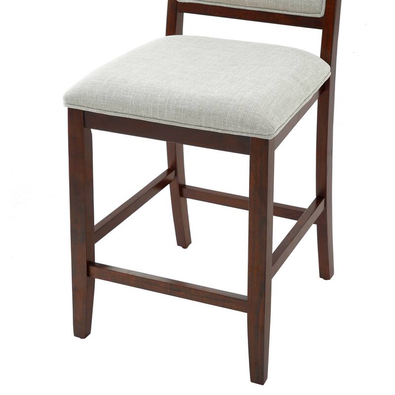 Roomfitters Counter Height Bar Stools Set of 2, Upholstered Bar Chairs with Back, Rubber Wood Frame for Kitchen Island