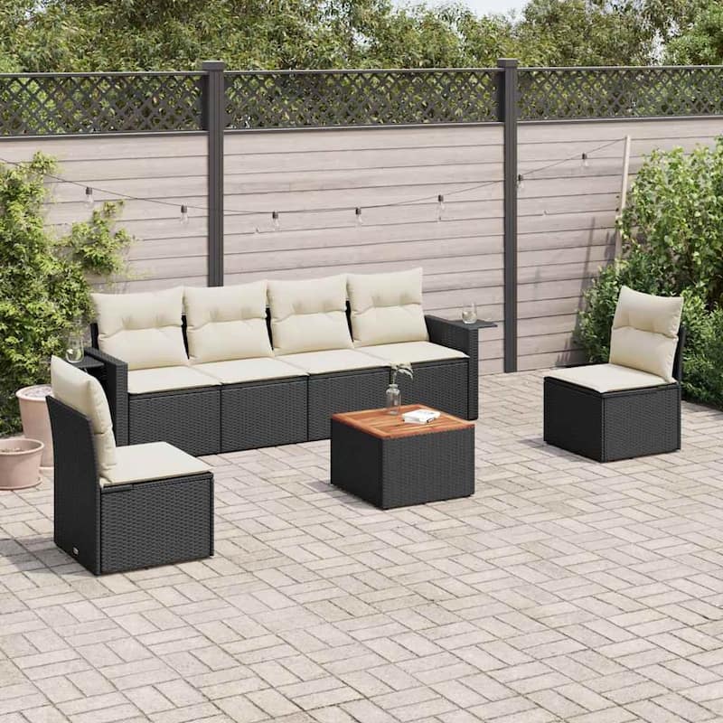 vidaXL Garden Sofa Set Black, Cream White - 24.4 x 25.8 x 27.2