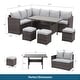preview thumbnail 6 of 17, 9-Seat Wicker Patio Dining Set with Ottomans