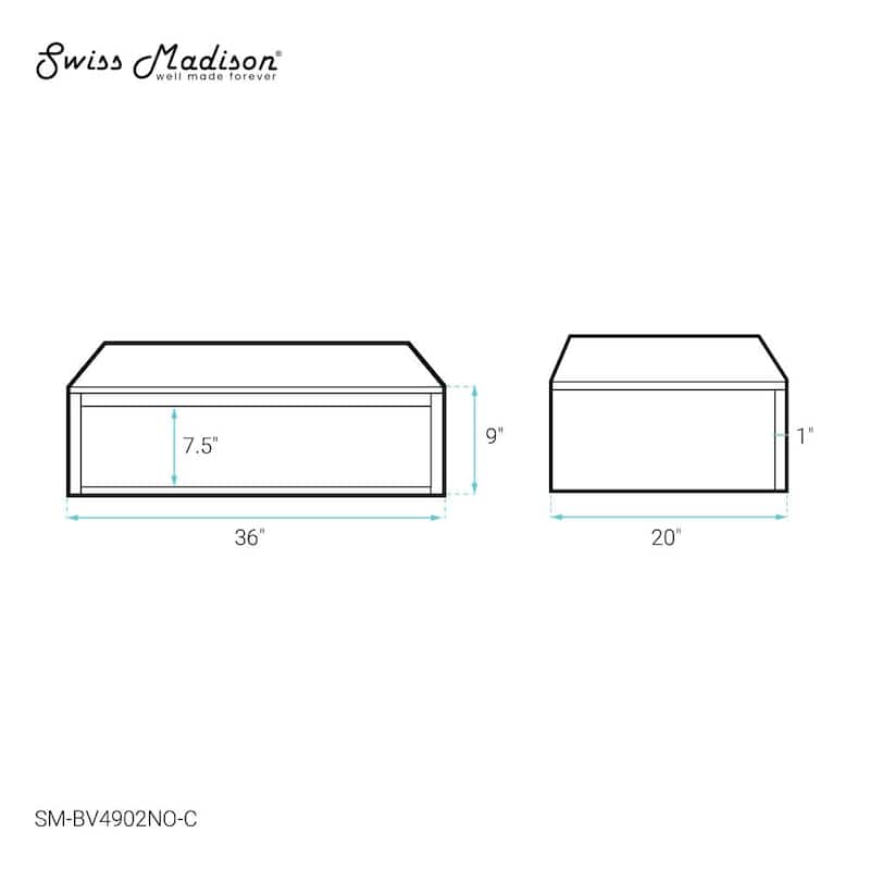 Swiss Madison SM-BV4902 Avancer 36" Wall-Mounted Bathroom Vanity
