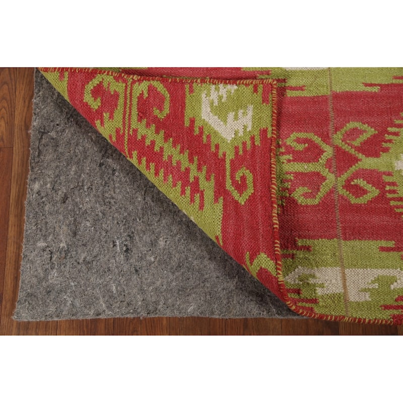 Flat Weave Kilim Indian Area Rug Hand-Knotted Wool Carpet - 4'10"x 7'11"
