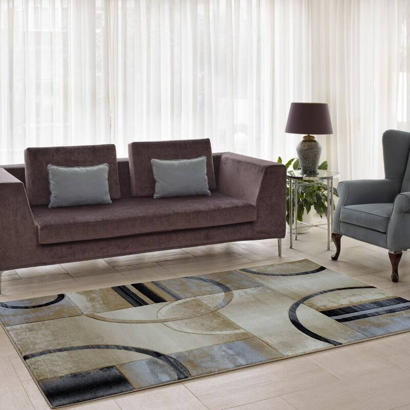 Modern Geometric Abstract Multicolor Area Rug