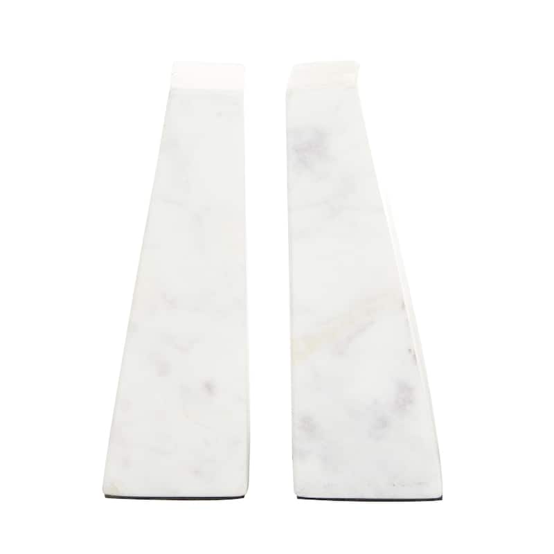 Marble Geometric Block 6 lbs Decorative Bookends with Gold Inlay - Set of 2 White or Black - CosmoLiving by Cosmopolitan