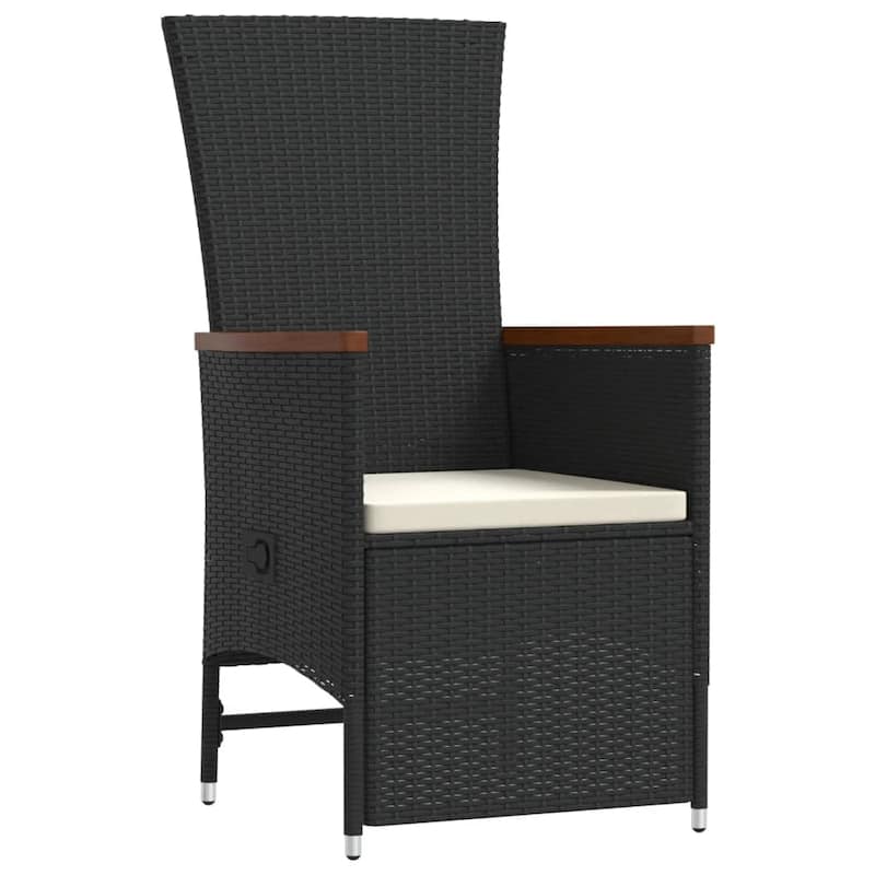 vidaXL Garden Dining Set Black, Cream White PE rattan, Steel, Acacia wood - 35.4 x 94.5 x 29.5